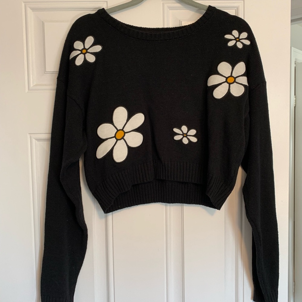 Knitted Flower Crop Top